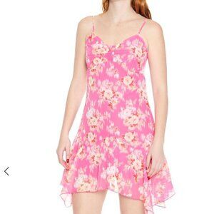 NWT Pink Floral Chiffon Mini Dress